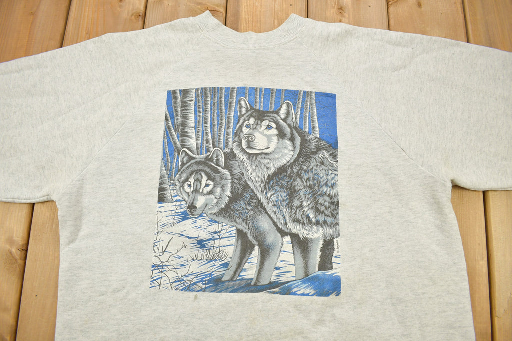 Vintage 1980s Wolf Theme Graphic Raglan Crewneck