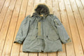 Vintage 1970s Military Cold Weather N-3B Military Fur Hood Parka Jacket Men's Small