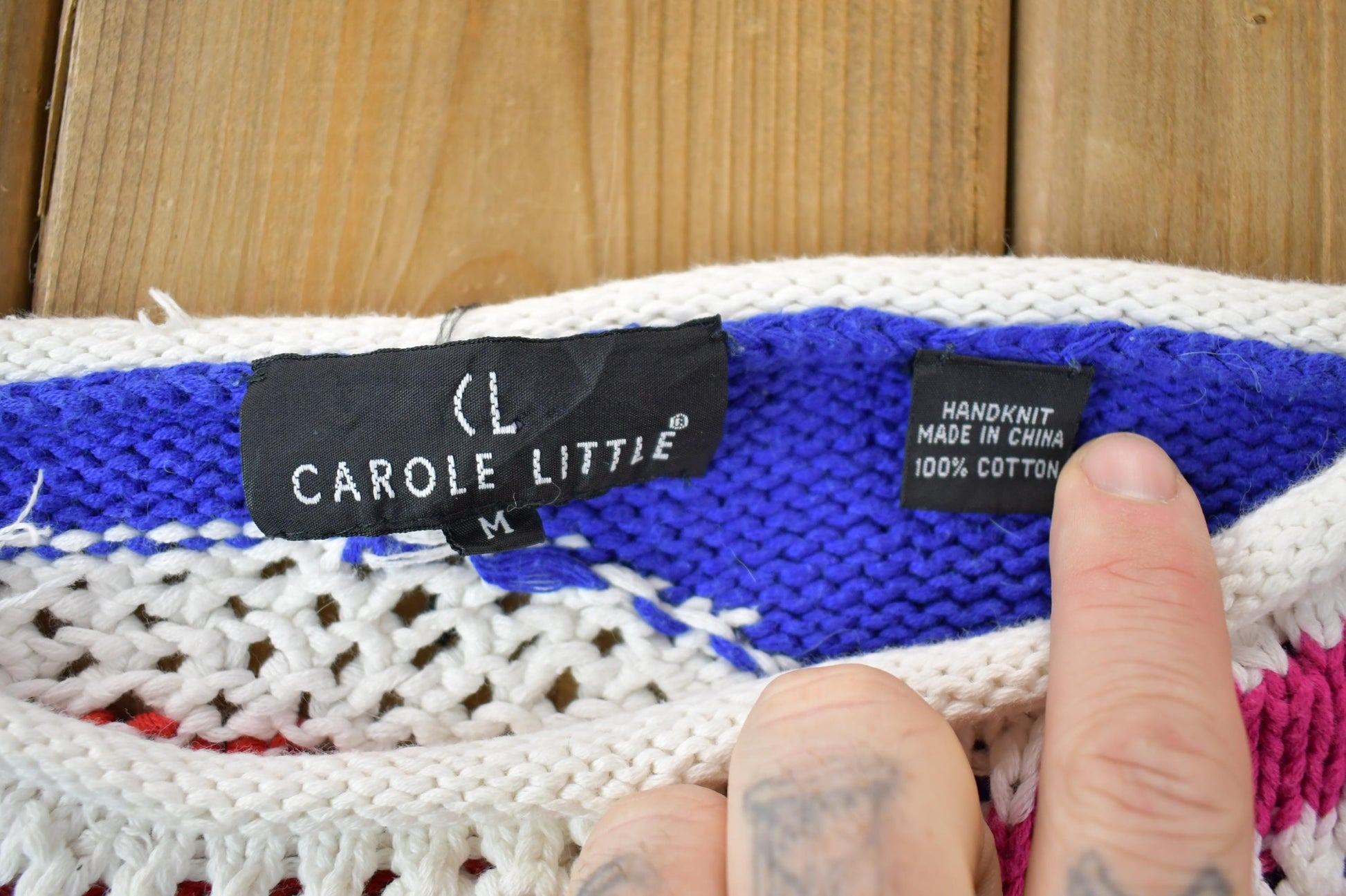 Vintage 1990s Carol little Hand Knit Crewneck Sweater