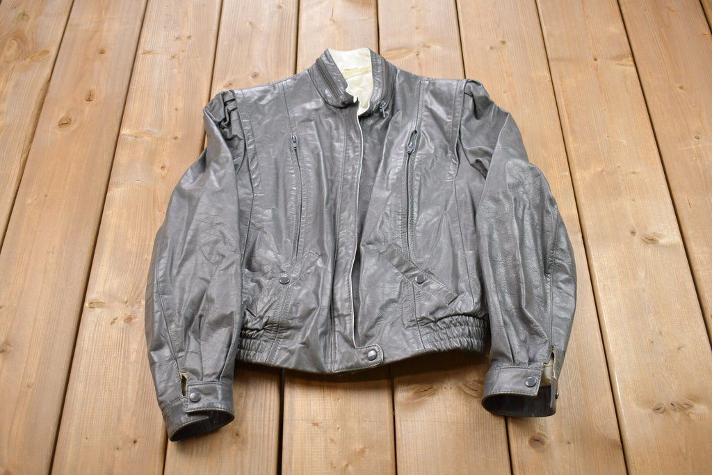 Vintage 1990s Grey Leather Jacket