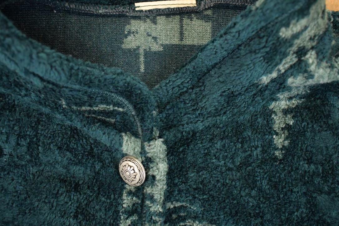 Vintage 1990s Pine Tree AOP Fleece Outdoorsman Sweater Women's XL