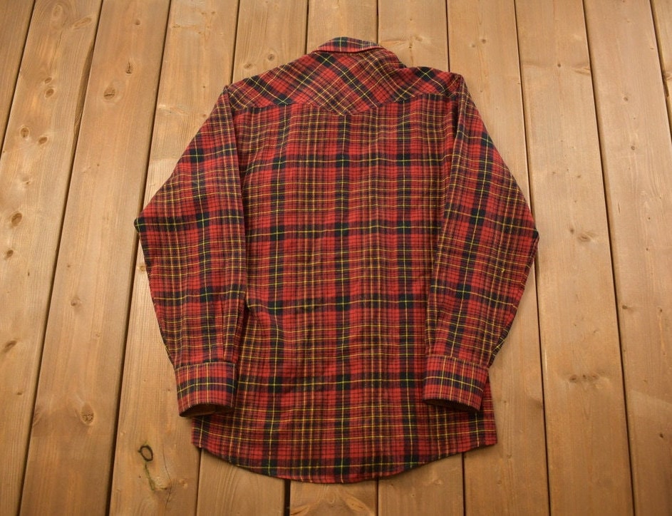 Vintage 1980s Lim's Shirts Plaid Flannel Button Up Shirt /
