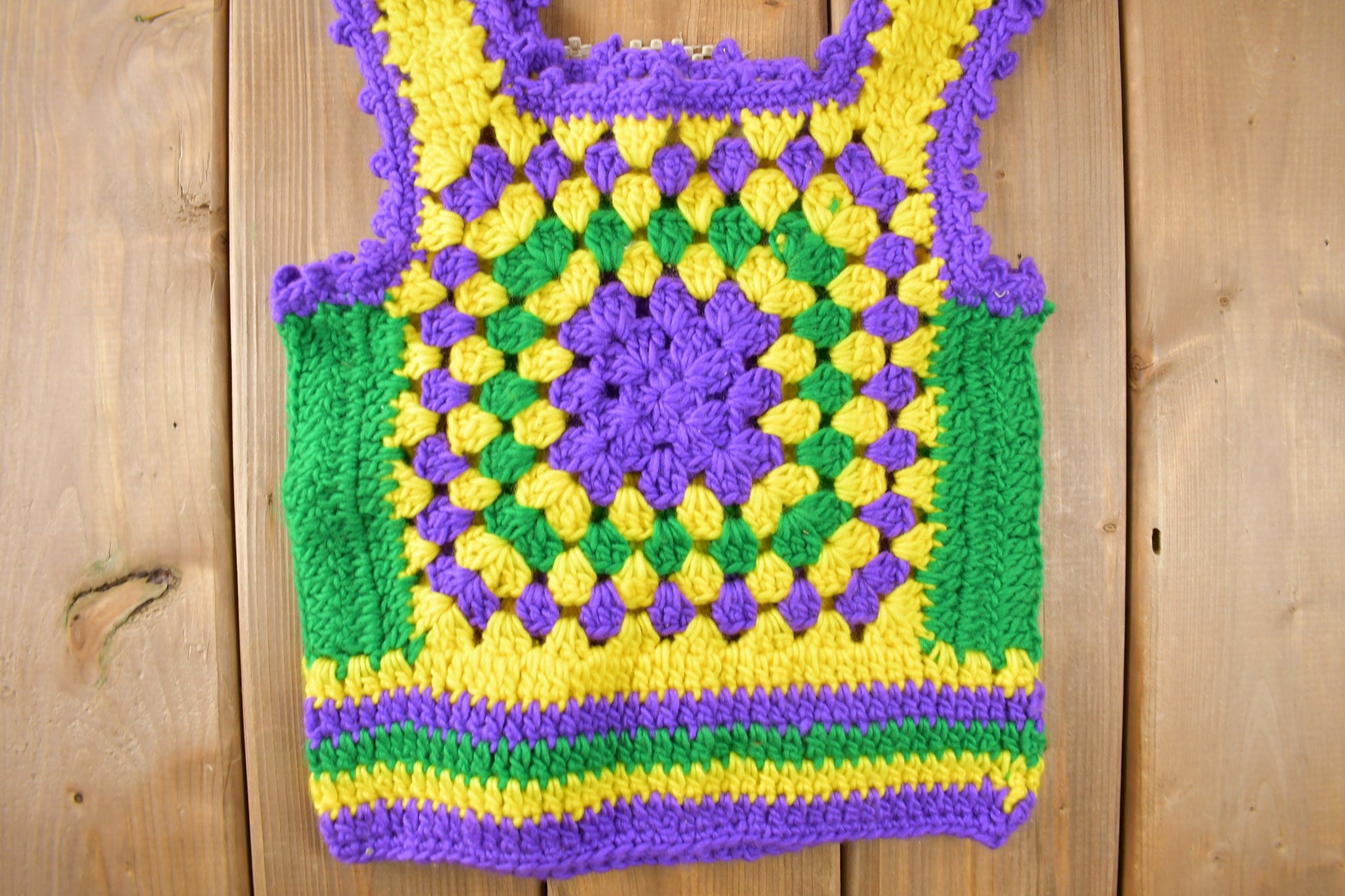 Vintage 1960s Deadstock Helen Sue Crochet Multi-Color Knit Tank Top