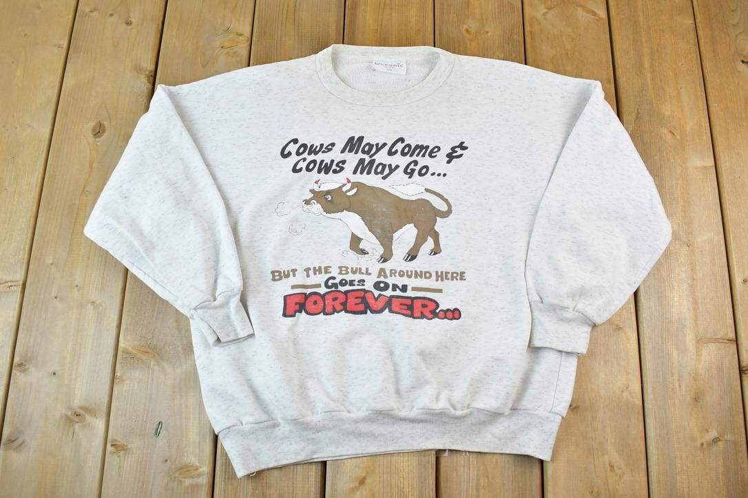 Vintage 1990s BS Forever Bull Cute Crewneck Sweater