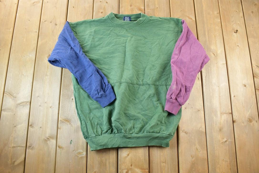 Vintage 1990s Colour Block Blank Crewneck Sweatshirt