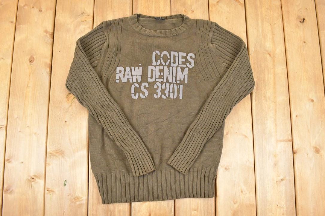Vintage 1990s Big Smith Raw Cable Knit Crewneck Sweater Men's S /