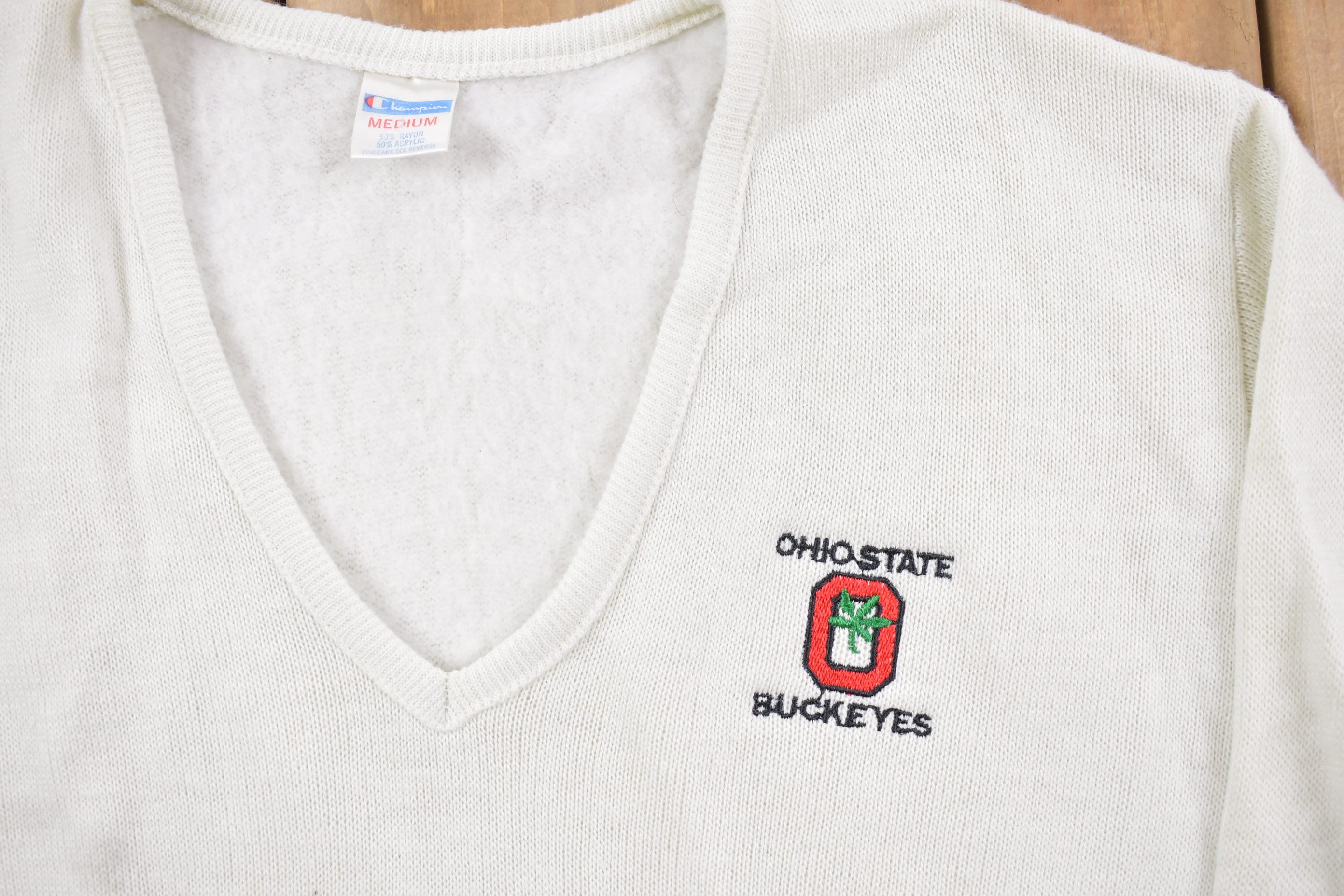 Vintage 1980s University of Ohio State Champion V-Neck Knit Crewneck