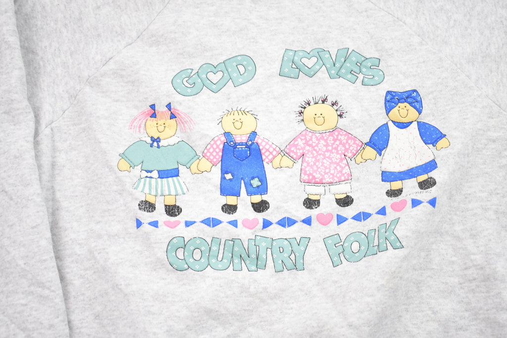 Vintage 1980s God Loves Country Folk Graphic Sweatshirt