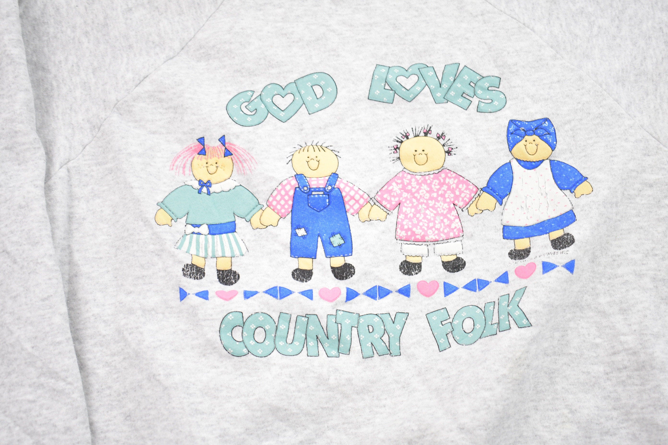 Vintage 1980s God Loves Country Folk Graphic Sweatshirt