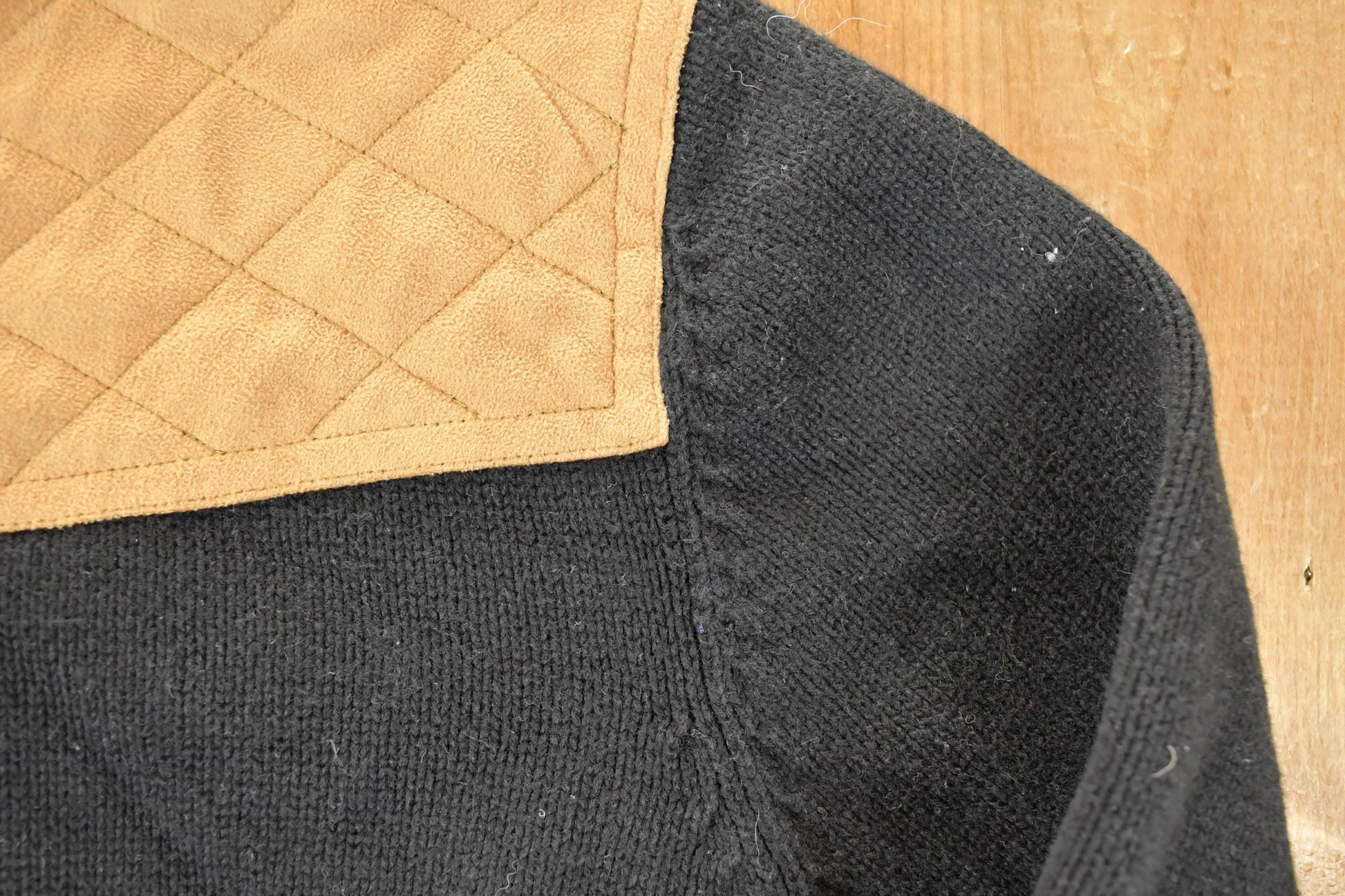 Vintage 1990s Lauren Ralph Lauren Cable Knit Suede Patchwork Full Zip Cardigan Sweater Women's L