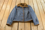 Vintage Y2K St. John's Bay Faux Fur Denim Jean Trucker Jacket Women's M / 2000s Fall Outerwear / Fall Jacket / Fur Lined