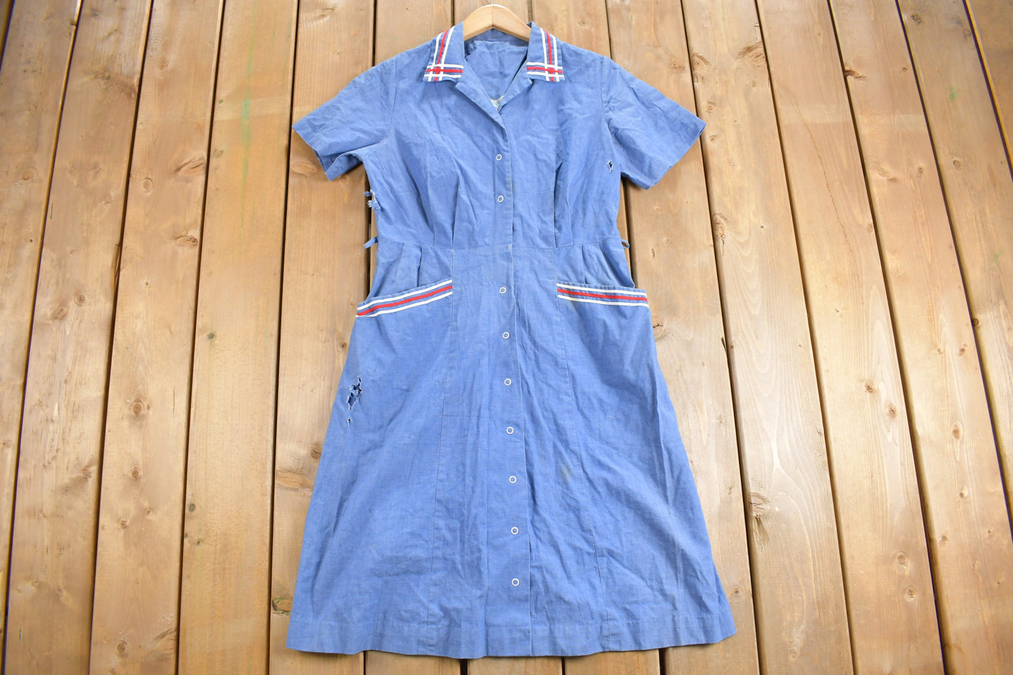 Vintage 1960s Pat Perkins Short Sleeve Shirt Dress / True Vintage Dress / Retro Style / Shirt Dress / Union Made in USA