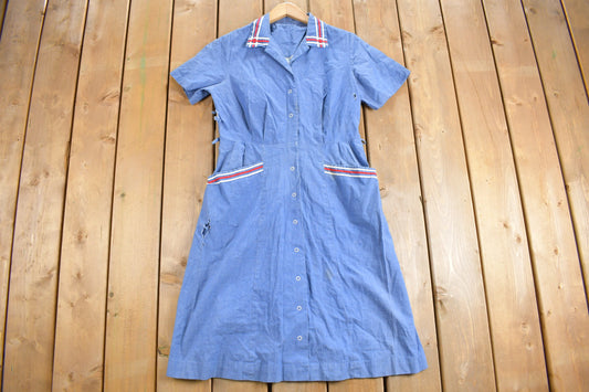 Vintage 1960s Pat Perkins Short Sleeve Shirt Dress / True Vintage Dress / Retro Style / Shirt Dress / Union Made in USA