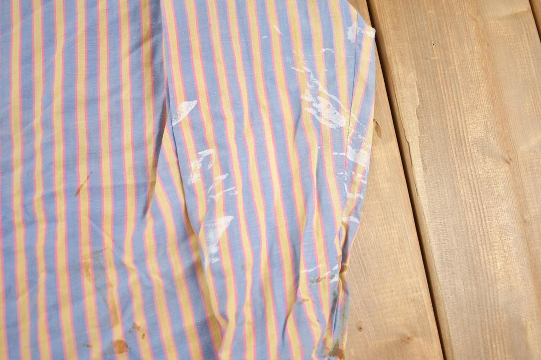 Vintage 1970s Guardsman Formal Striped Button Up Long Sleeve Shirt /