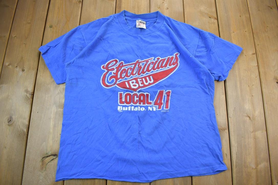Vintage 1990s Electricians Local Souvenir T-Shirt  Streetwear  Made In USA  Vacation Tee  Travel T Shirt  Buffalo T- Shirt