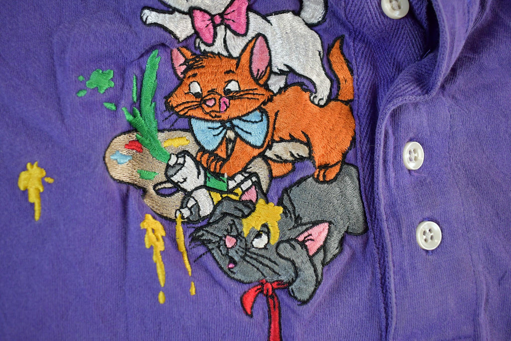Vintage 1990s Disney Embroidered Aristocats Henley Adult Medium