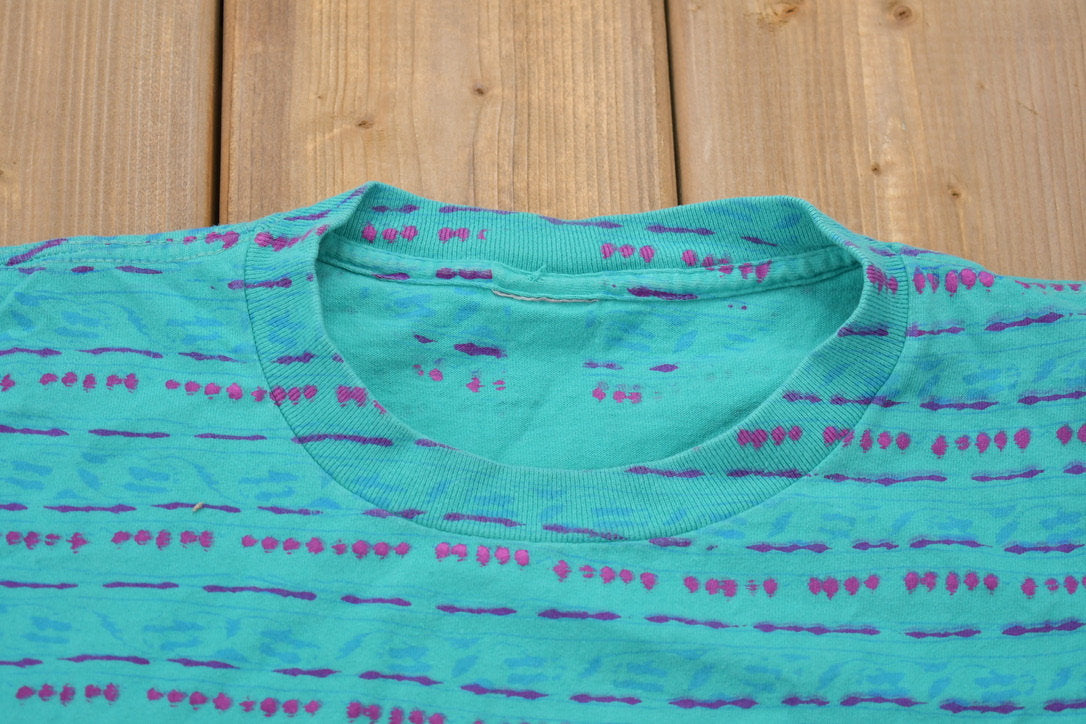 Vintage 1991 Ocean Pacific All Over Print Graphic T Shirt