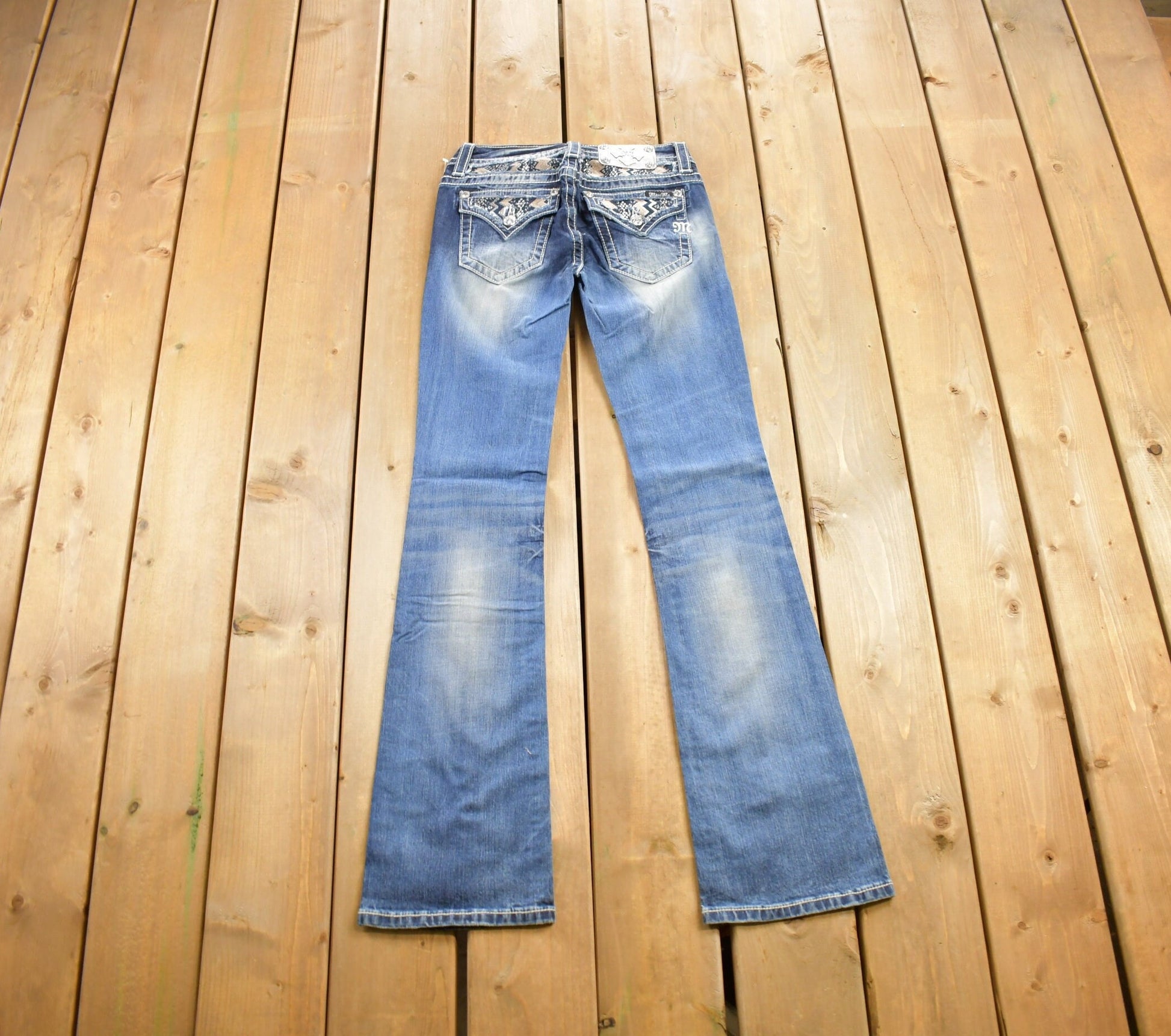 Vintage Y2K Miss Me Bedazzled Low Rise Jeans Size 26x34