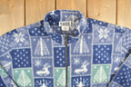 Vintage 1980s Teddi All Over Print Full Zip Fleece Sweater