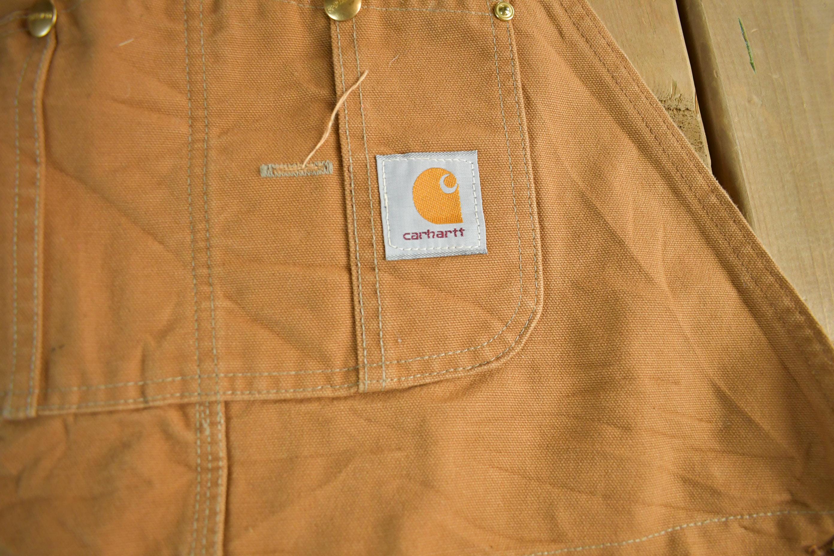 Vintage 1990s Carhartt Double Knee Canvas Overalls Size 42 x 32