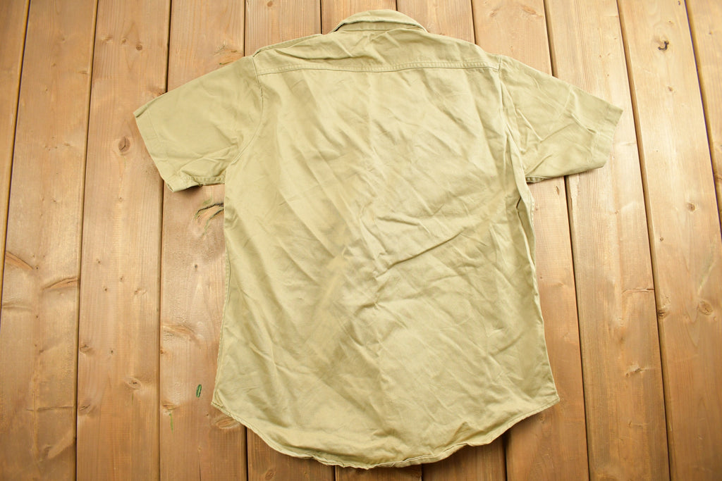 Vintage 1990s Blank Button Up Beige Safari Style Shirt