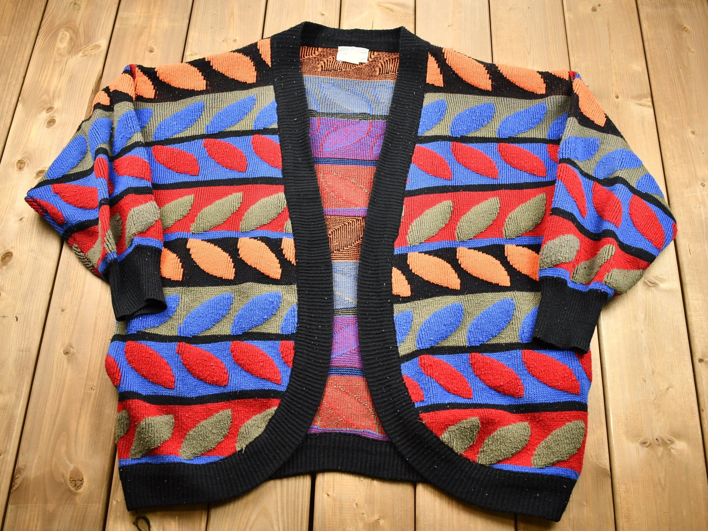 Vintage 1990s Knitted Open Style Cardigan Sweater