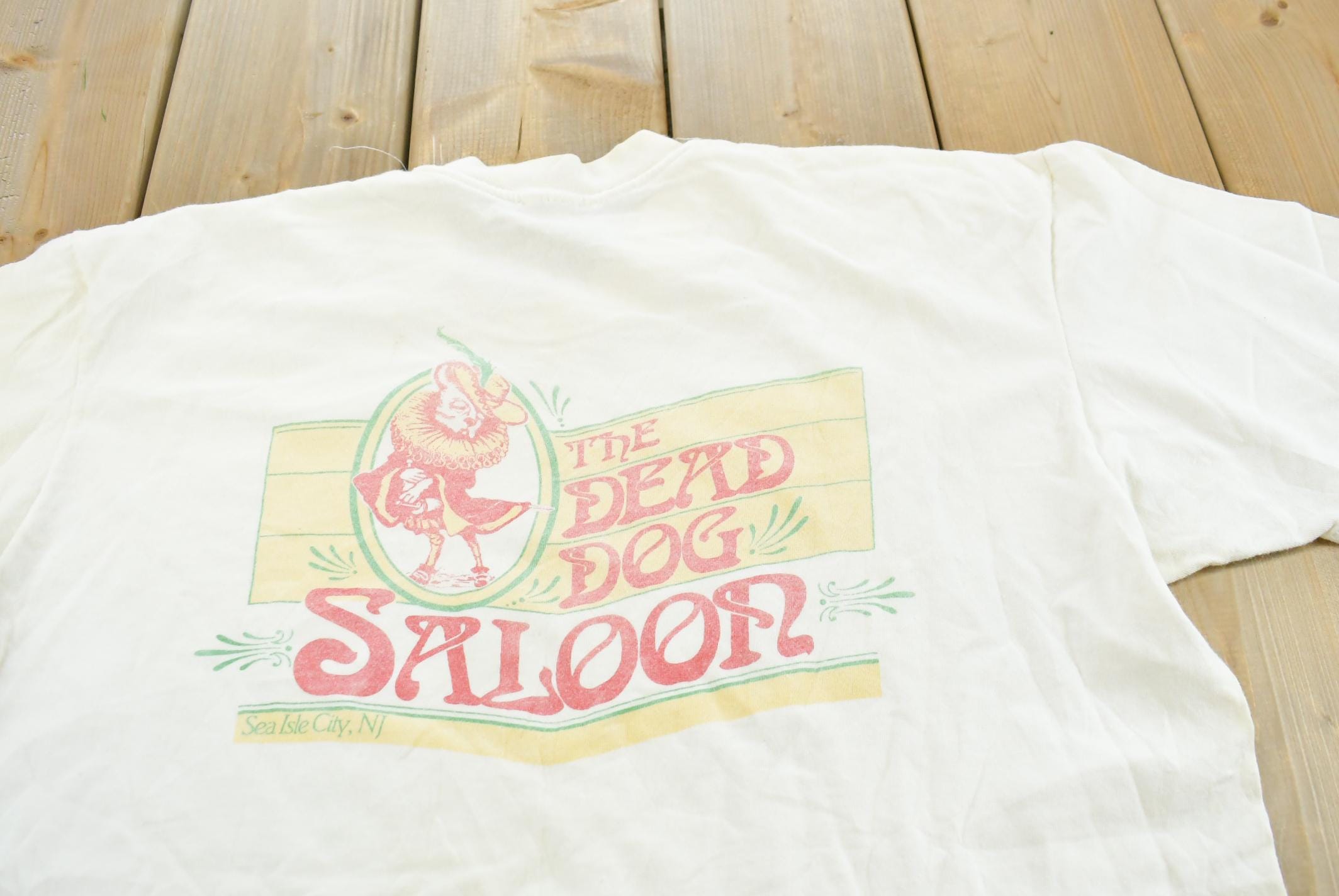 Vintage 1990s Dead Dog Saloon Sea Isle New Jersey Souvenir Single Stitch Graphic Travel T-Shirt Men's /
