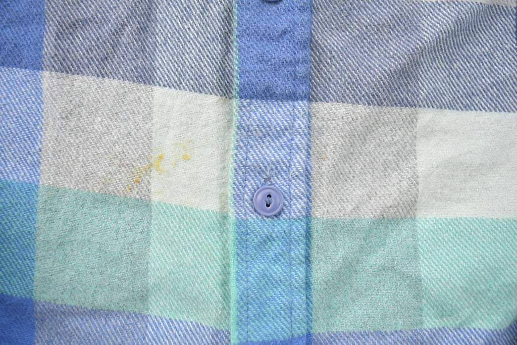 Vintage 1990s Blue Flannel Plaid Button Up Western Shirt