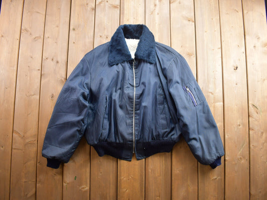 Vintage 1980s Cold Weather Zip Up Jacket / 80s Workwear / Vintage Workwear / Fur Lined Jacket