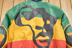Vintage 1990s Michael Hoban Whermi Africa Themed Leather Jacket