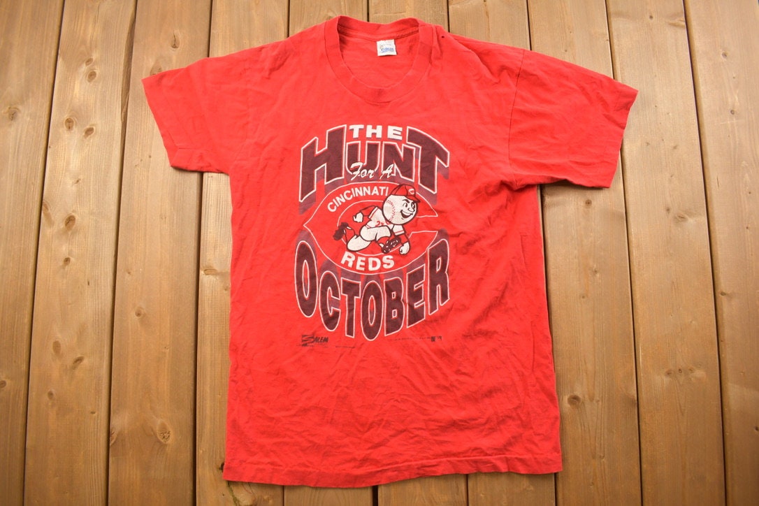 Vintage 1990 Cincinnati Reds The Hunt For October MLB Graphic T-Shirt
