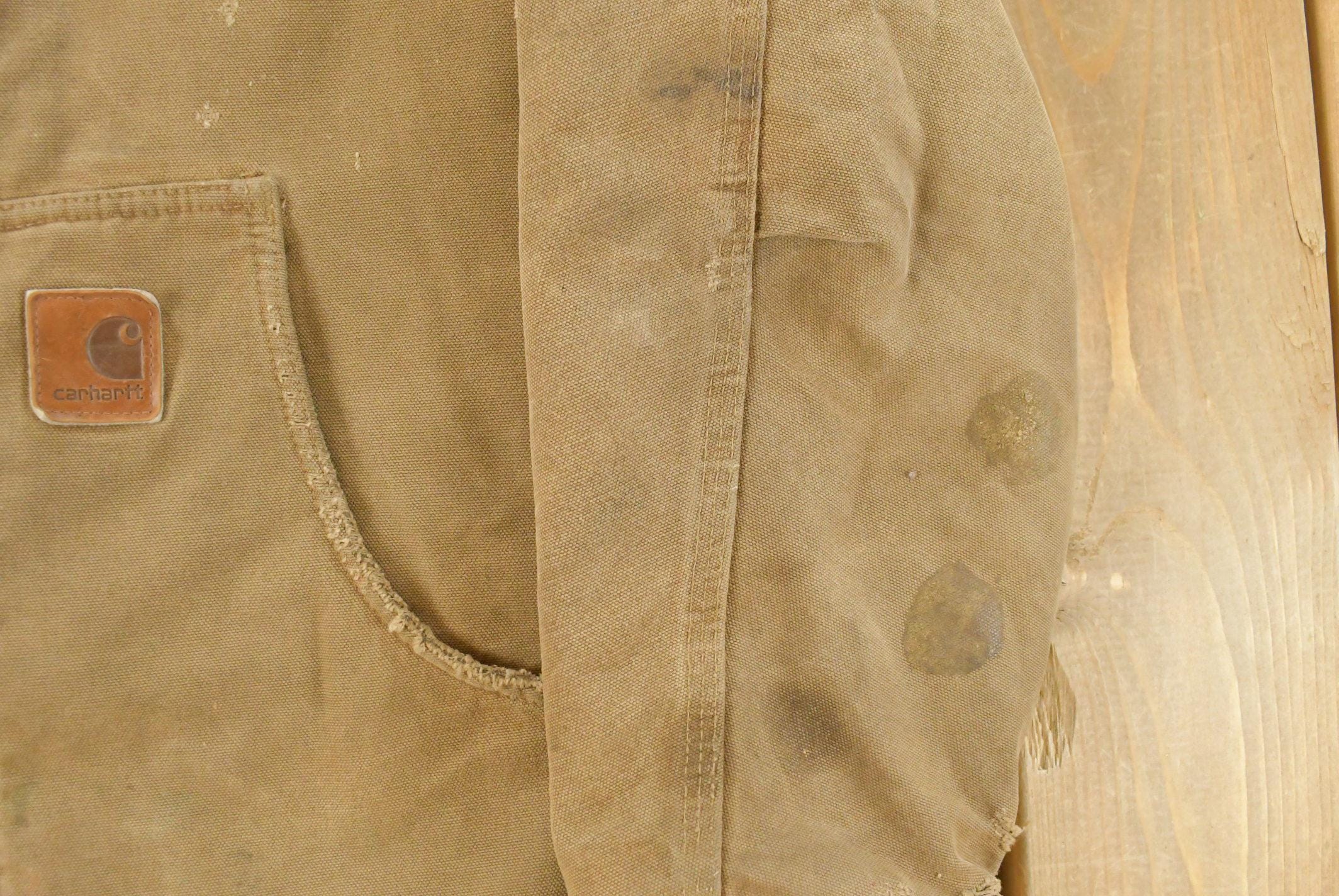 Vintage 1990s Carhartt Distressed Sherpa Lined Canvas Jacket Men's Medium