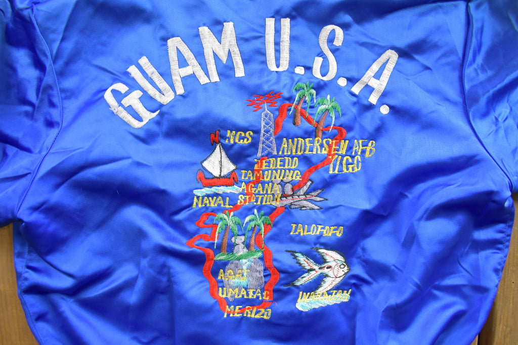 Vintage 1970s Guam USA Korean Sukajan Bomber Jacket