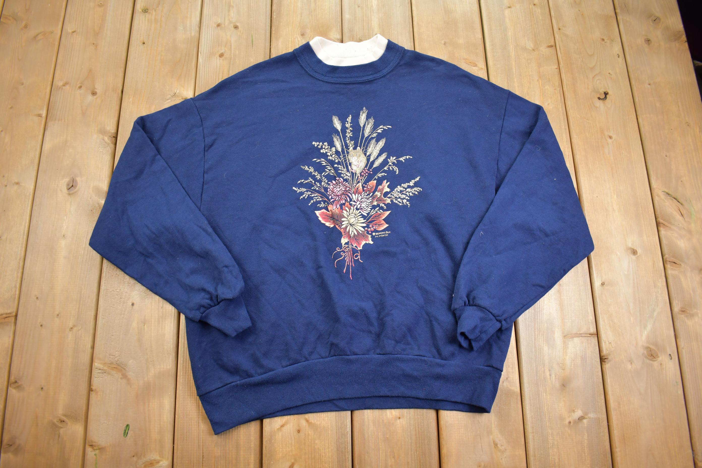 Vintage 1990s Morning Sun Flower Crewneck Sweatshirt Made In USA