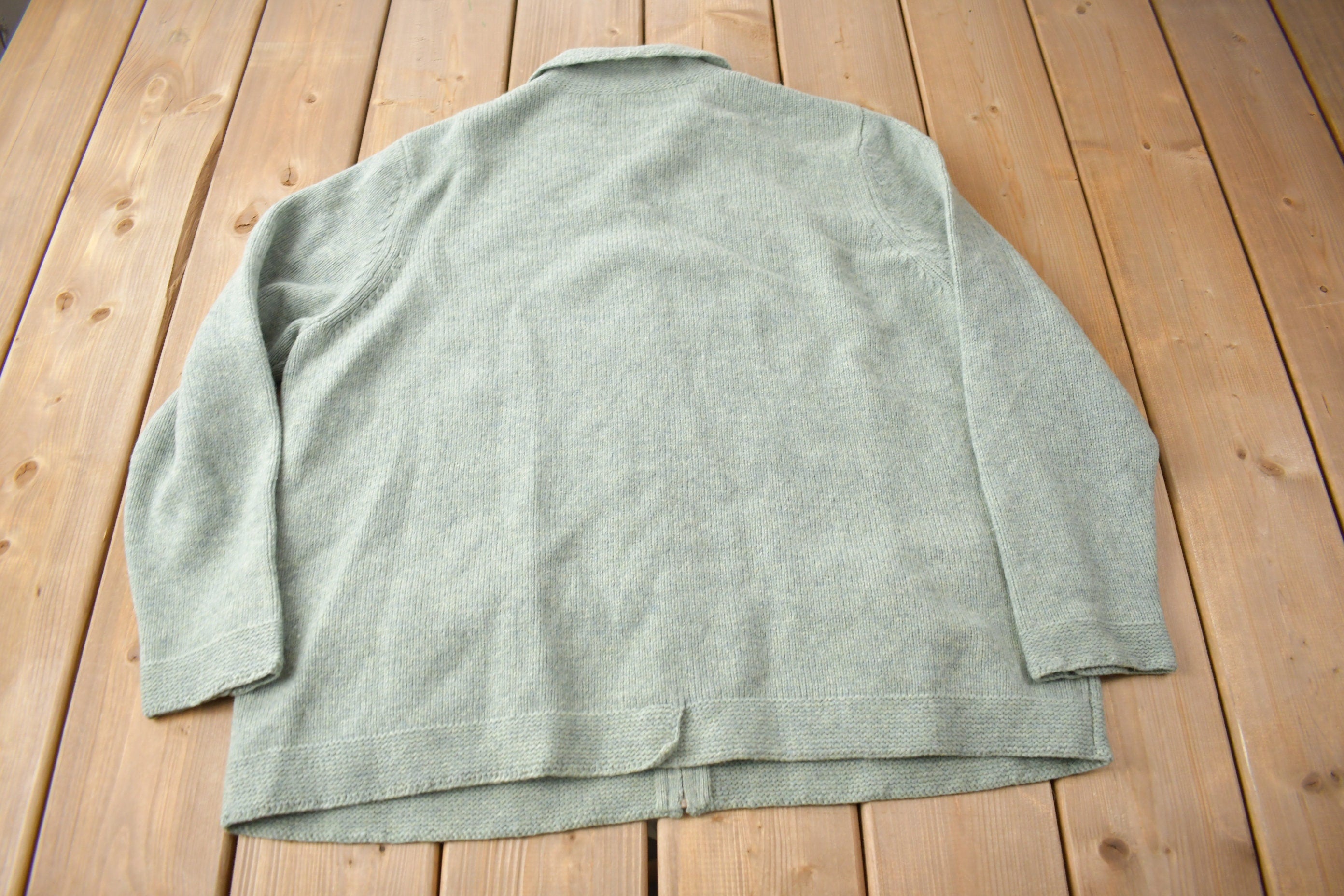 Vintage 1990s Lands End Knit Zip Up Sweater