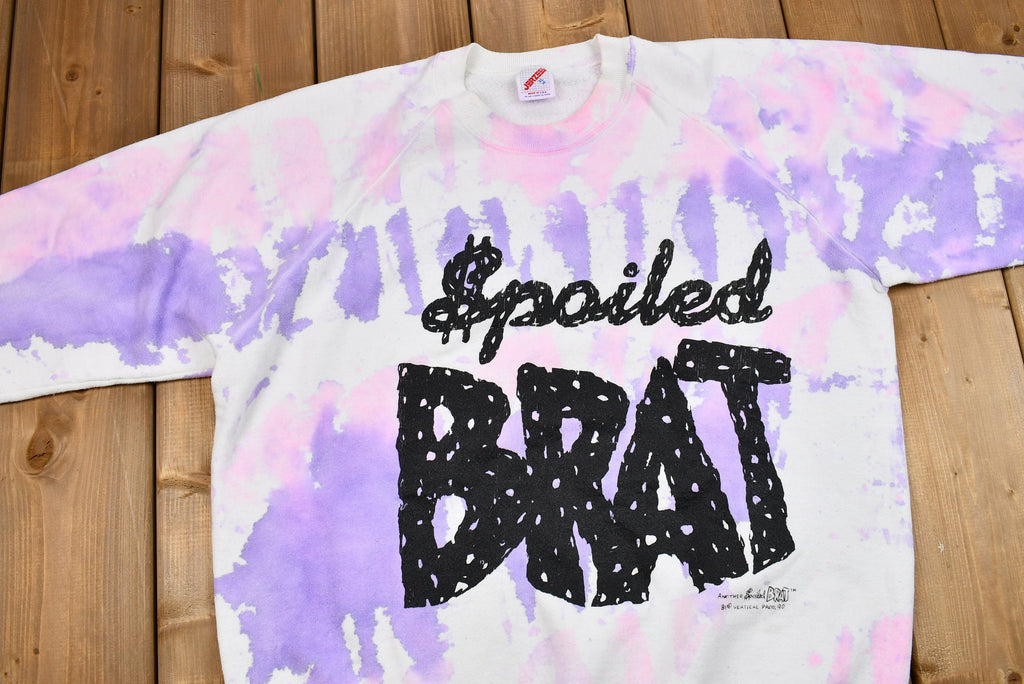 Vintage 1990 Spoiled BRAT Graphic Tie Dye Raglan Sweatshirt