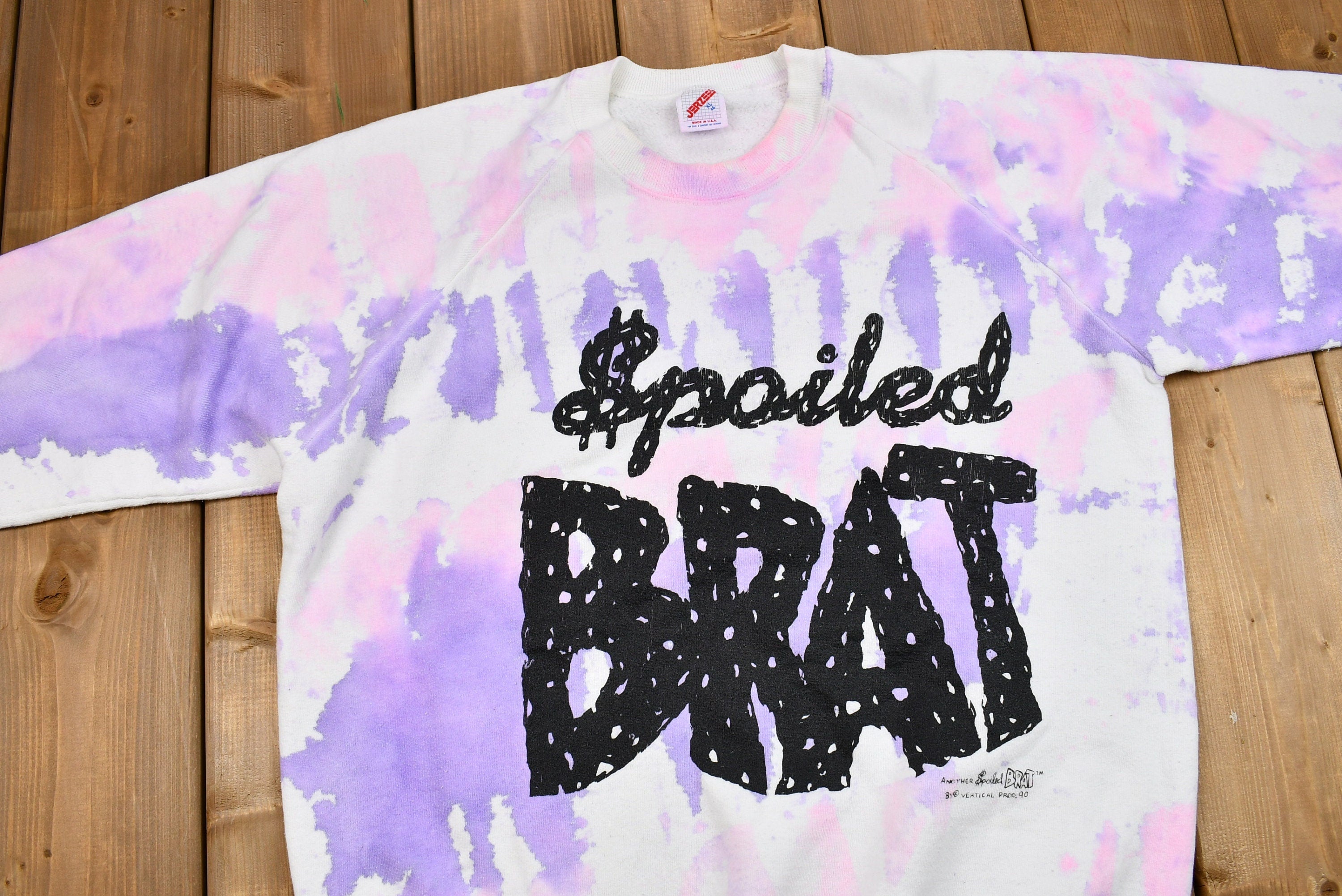 Vintage 1990 Spoiled BRAT Graphic Tie Dye Raglan Sweatshirt