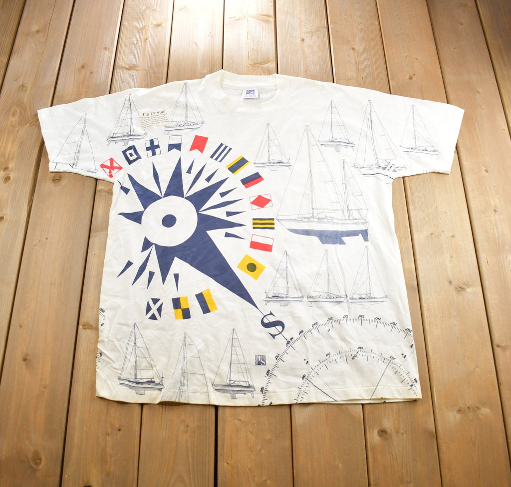 Vintage 1990s Unique Sail Boat Souvenir Travel T Shirt Made In USA