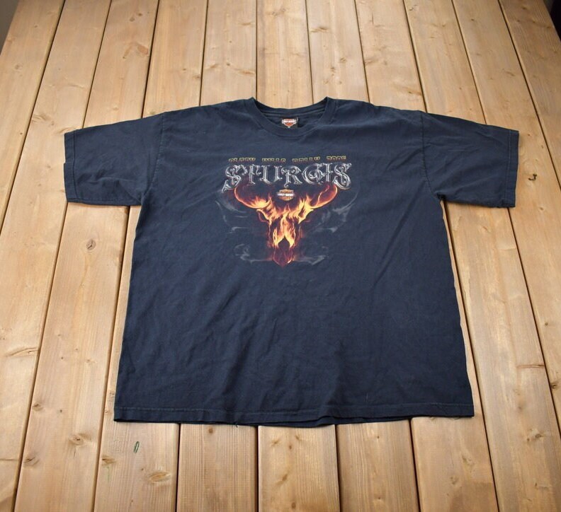 Vintage 2004 Harley Davidson Motorcycles Black Hills Rally Graphic T-Shirt Made In USA Size 3X