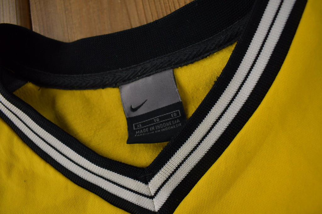 Vintage Y2K Nike Mini Swoosh Yellow Jersey Style T Shirt Size XL