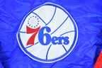 Vintage 1990s Deadstock NBA Hardwood Classics Philadelphia 76ers Satin Button Up Windbreaker Basketball Jacket