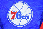 Vintage 1990s Deadstock NBA Hardwood Classics Philadelphia 76ers Satin Button Up Windbreaker Basketball Jacket