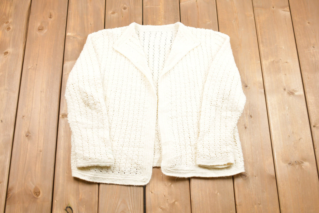 Vintage 1990s Hand Knit Cardigan Sweater