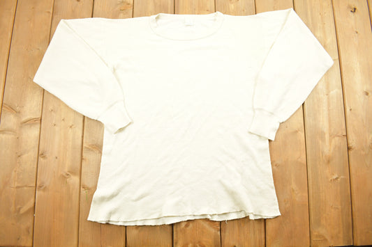 Vintage 1980s Blank White Sweater / 80s Crewneck / Essential / Under Shirt / 80s Blank / Slim Fit