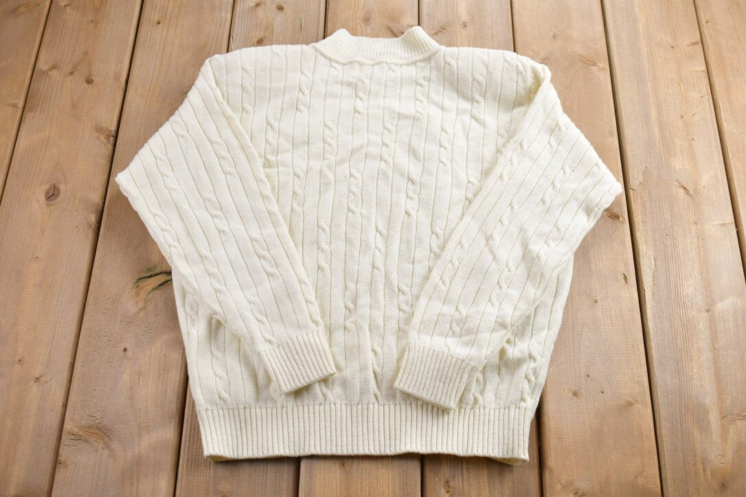 Vintage 1990s Cable Knit Knitted Crewneck Sweater