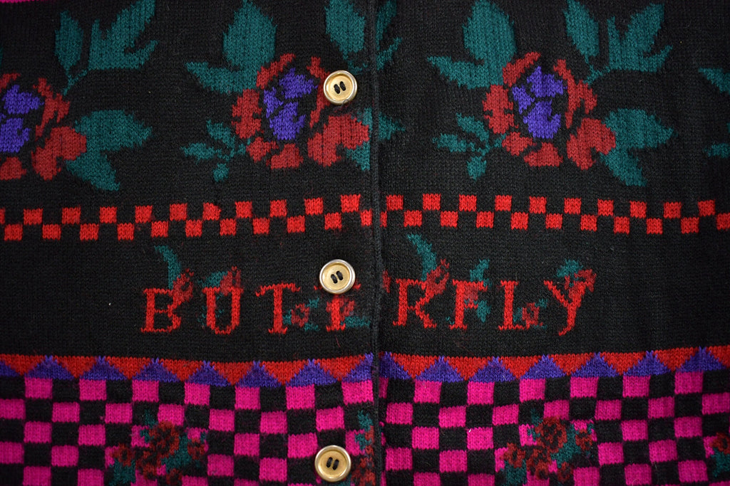 Vintage 1990s Floral Pattern Cardigan Sweater