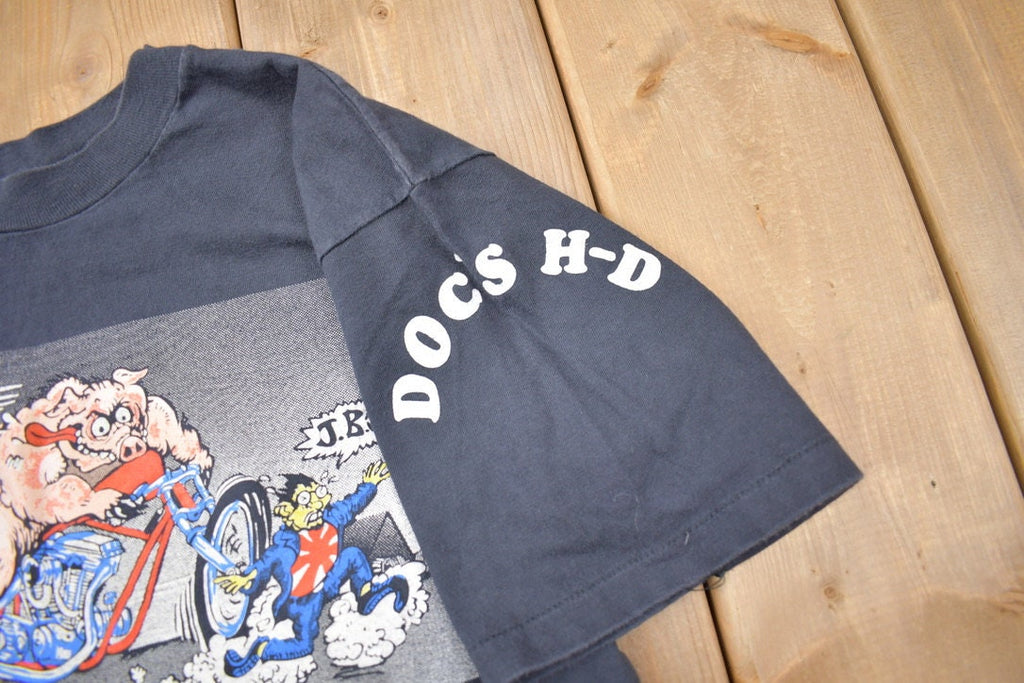 Vintage 1990s Doc's Harley Davidson Motorcycles Shawano Wisconsin T-Shirt  Single Stitch  Made In USA  Biker Tee  Souvenir T Shirt