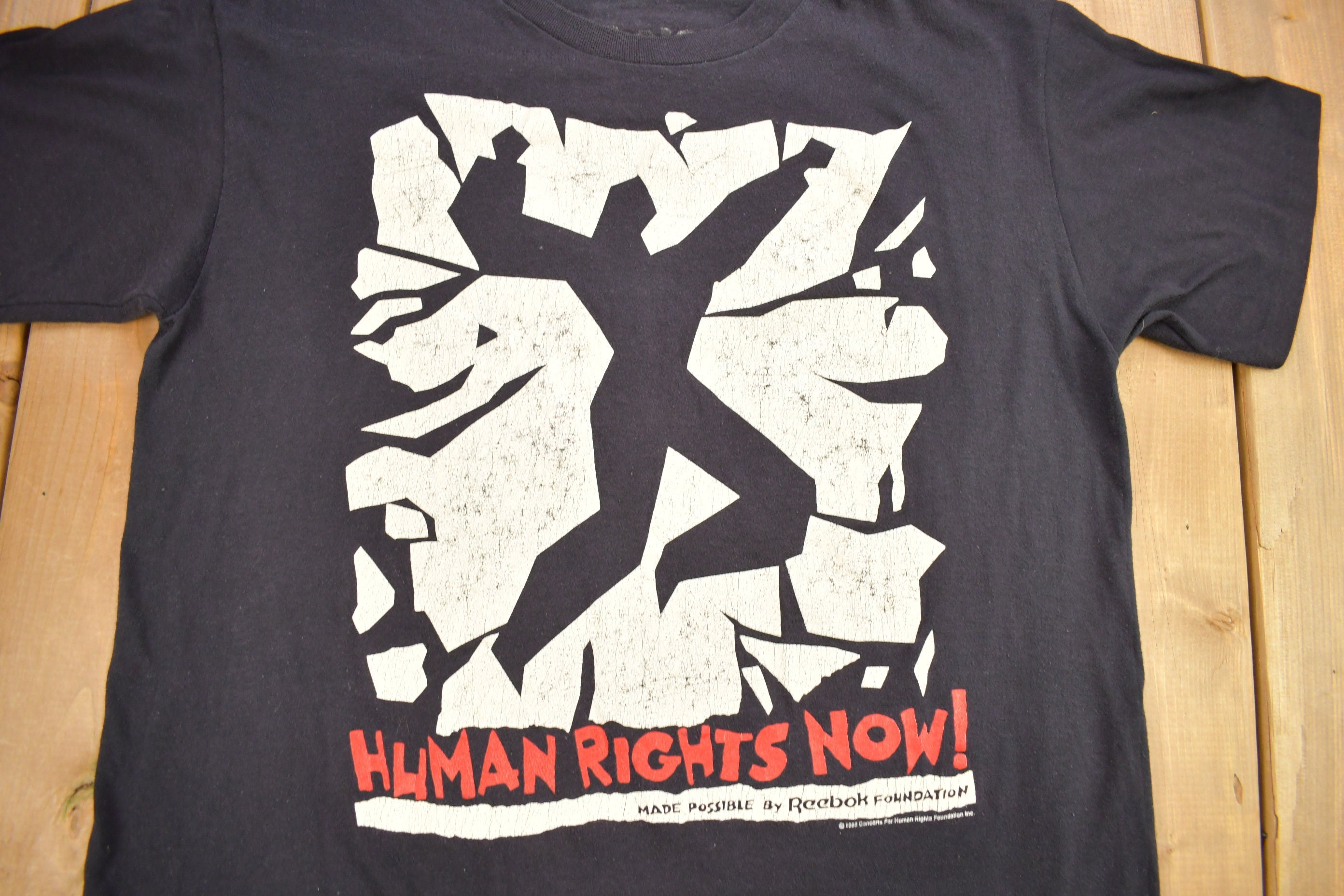 Vintage 1980s Reebok Concerts For Human Rights Graphic T-Shirt Single Stitch