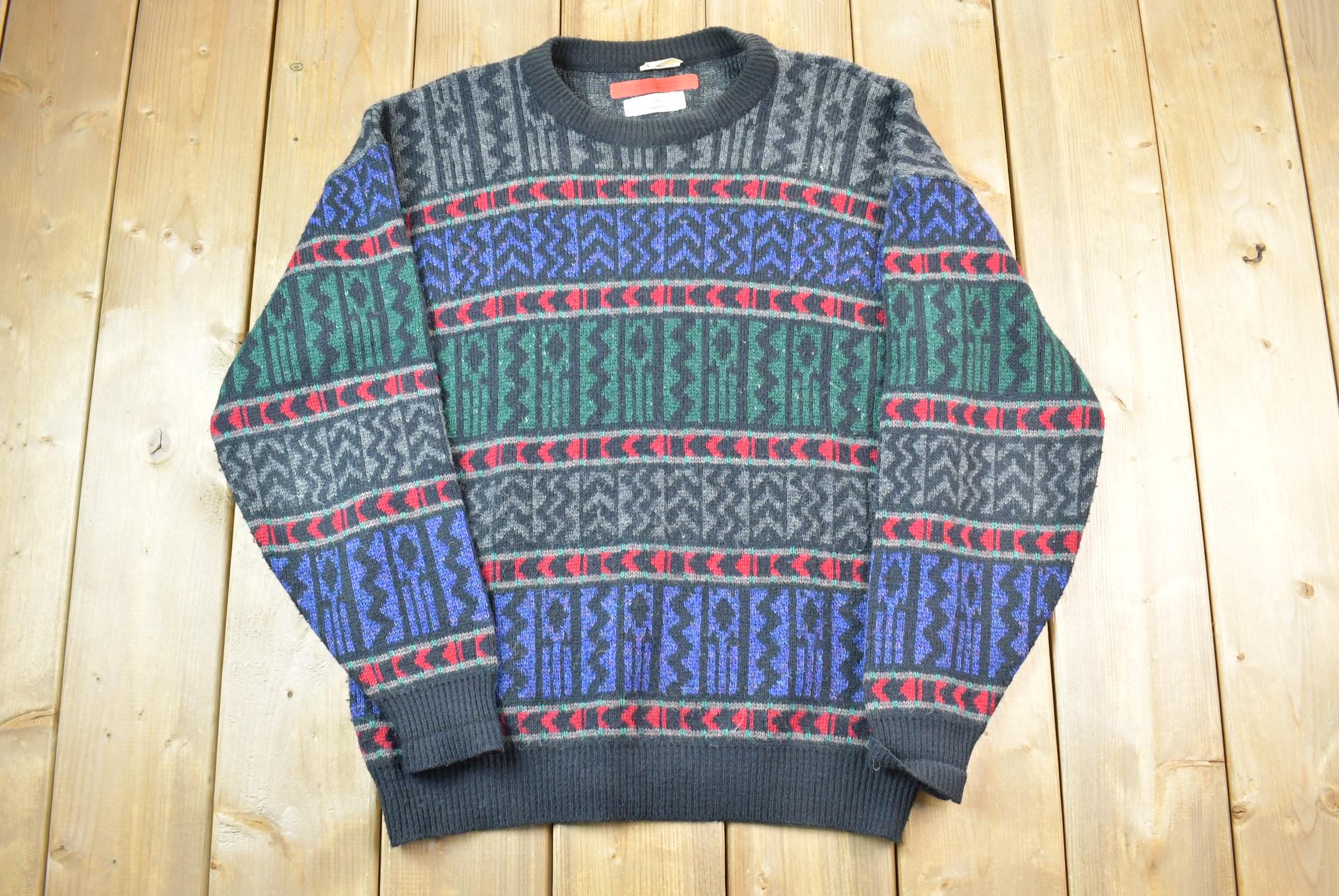 Vintage 1980s St Michael Abstract Pattern Knit Crewneck Sweater