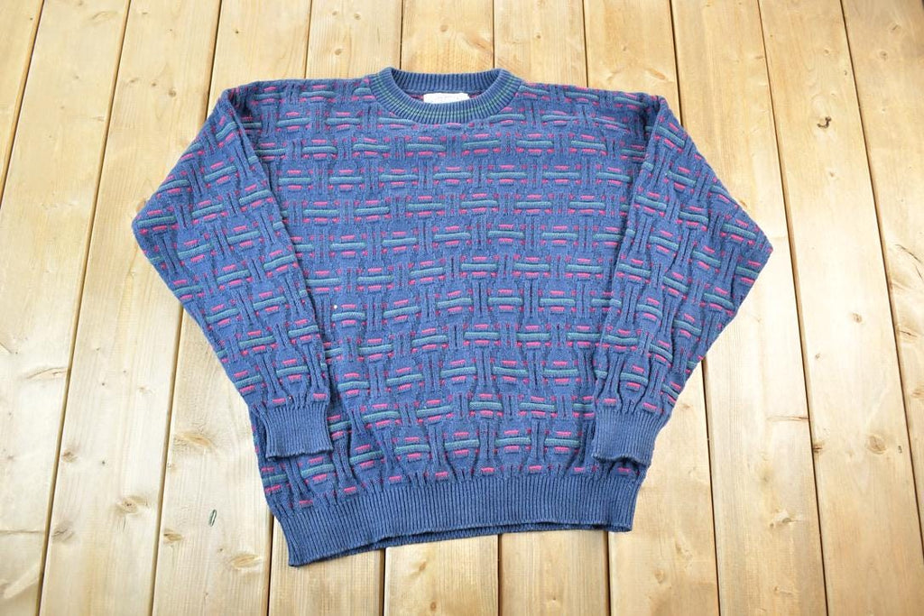 Vintage 1990s Hampton Bay Trading Company Knit Abstract Pattern Crewneck Sweater Mens XL